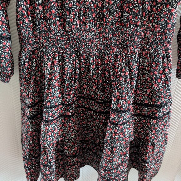 American Eagle Dark Floral mini dress smocked waist Medium Cottagecore Fall - Picture 9 of 15